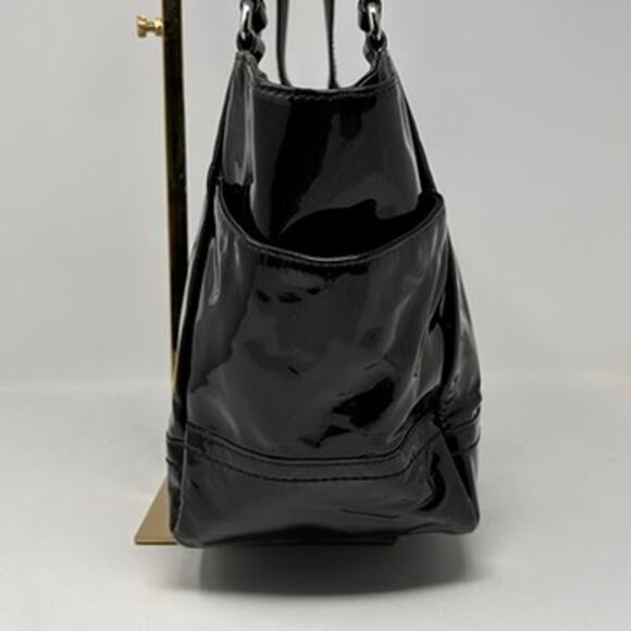 Coach Park Patent Carry Tote F23979 Purse Shoulder Bag Black with Aqua Interior - Picture 6 of 16